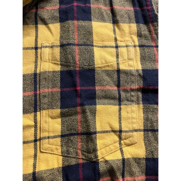 Amazon Essentials Men’s Flannel Yellow Black Long Sleeve Button Front - Picture 4 of 7